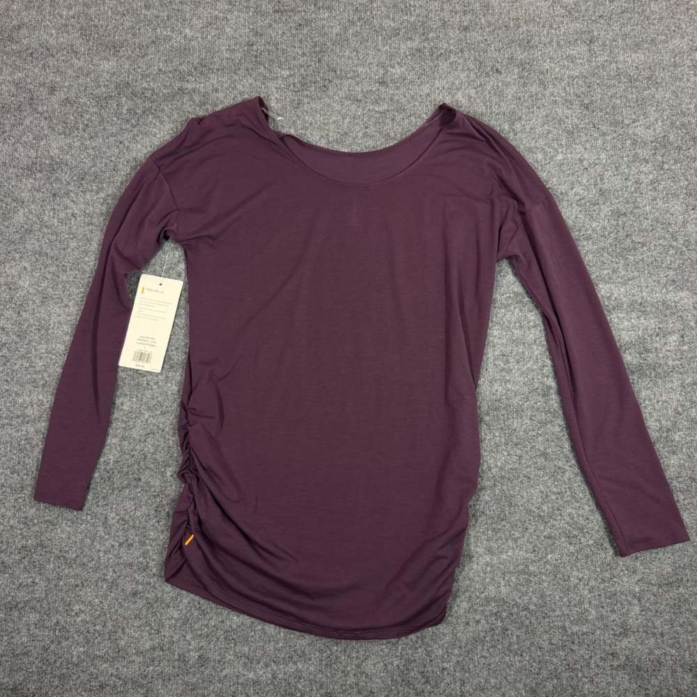 Lucy Yoga Girl LS Tunic Ruched Side Womens Large L Blackberry Purple NEW*